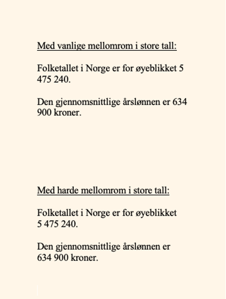 Skjermbilde av tekst