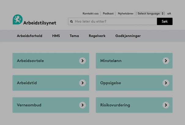 Arbeidstilsynets nettsider